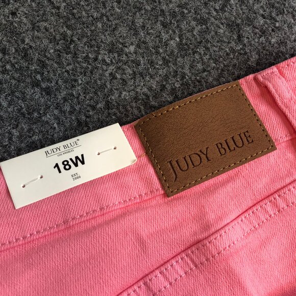 Judy Blue Jeans Womens 18W Pink High Waist Garment Dyed Ankle Crop Wide Leg - Picture 13 of 15